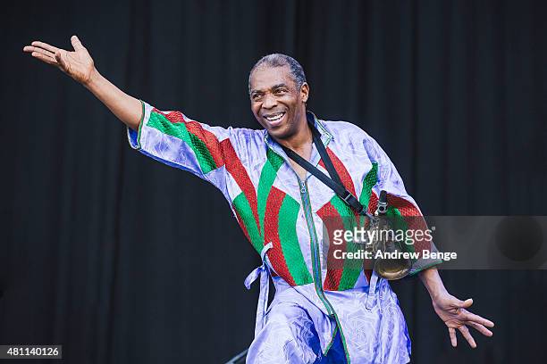 Femi Kuti of Femi Kuti & The Positive Force perform on the main stage at Latitude Festival on July 17, 2015 in Southwold, United Kingdom.
