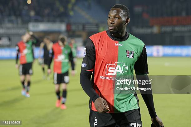 Geoffrey Castillion of NEC Nijmegen during the Dutch cup match between PEC Zwolle and NEC Nijmegen at IJsseldelta stadium on March 26, 2014 in...