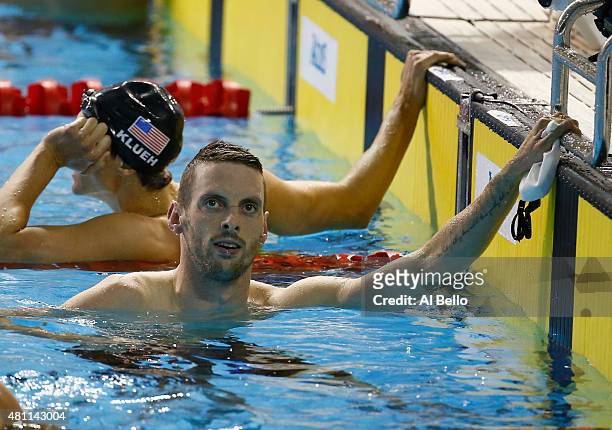 Ryan Cochrane of Canada reacts after winning the Men's 400m Freestyle finals at the Pan Am Games on July 17, 2015 in Toronto, Canada.