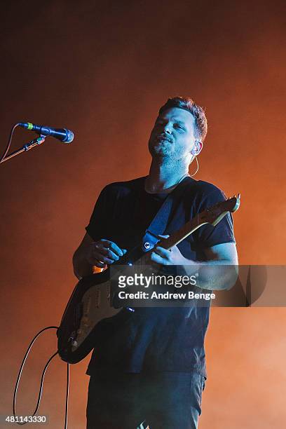Joe Newman of Alt-J performs on the main stage at Latitude Festival on July 17, 2015 in Southwold, United Kingdom.