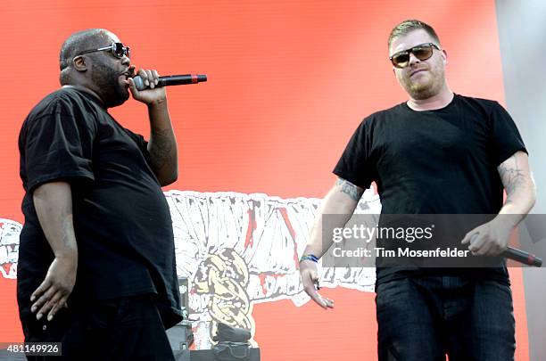 Killer Mike and EL-P of Run the Jewels perform during thew Pemberton Music Festival on July 17, 2015 in Pemberton, Canada.