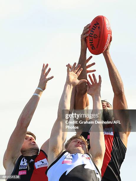 Courtenay Dempsey of the Bombers takes a mark during the round 14 VFL match between the Essendon Bombers and North Ballarat at Windy Hill on July 18,...