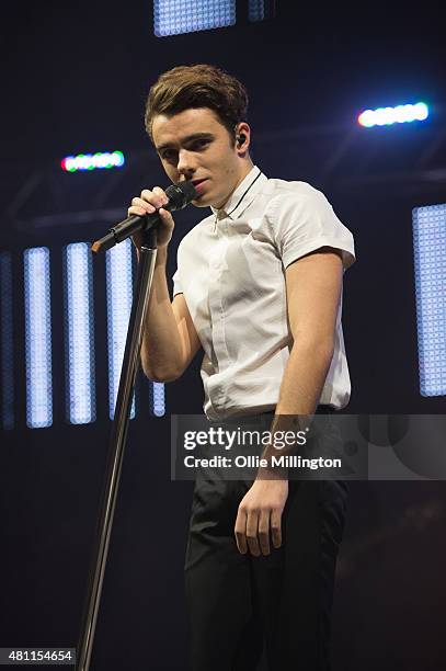 Nathan Sykes performs onstage at Hallam FM Summer Live at Motorpoint Arena on July 17, 2015 in Sheffield, England.