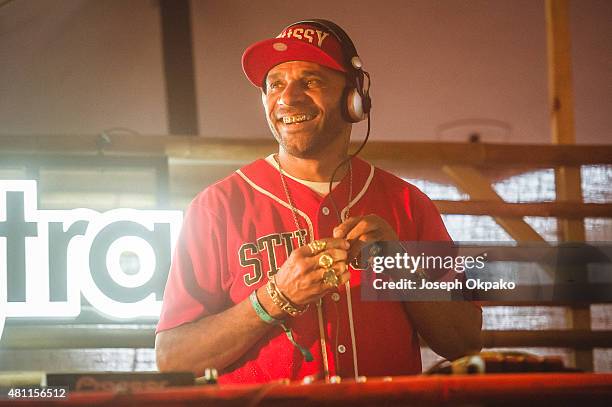 Goldie performs on Day 1 of Lovebox festival taking place at Victoria park on July 17, 2015 in London, United Kingdom.