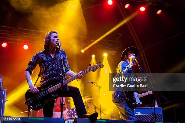 Alexander "Chilli" Jesson and Samuel Thomas Fryer of Palma Violets perform live at FIB Benicassim Festival on July 17, 2015 in Benicassim, Spain.