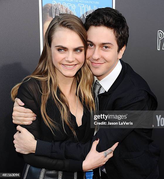 Actress Cara Delevingne and actor Nat Wolff attend the "Paper Towns" Q&A and live concert at YouTube Space LA on July 17, 2015 in Los Angeles,...