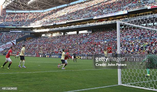 Morgan Schneiderlin of Manchester United scores their first goal during the International Champions Cup 2015 match between Manchester United and Club...