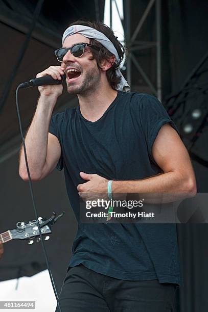 Robbie Arnett of Milo Greene performs at the 2015 Forecastle festival at Waterfront Park on July 17, 2015 in Louisville, Kentucky.