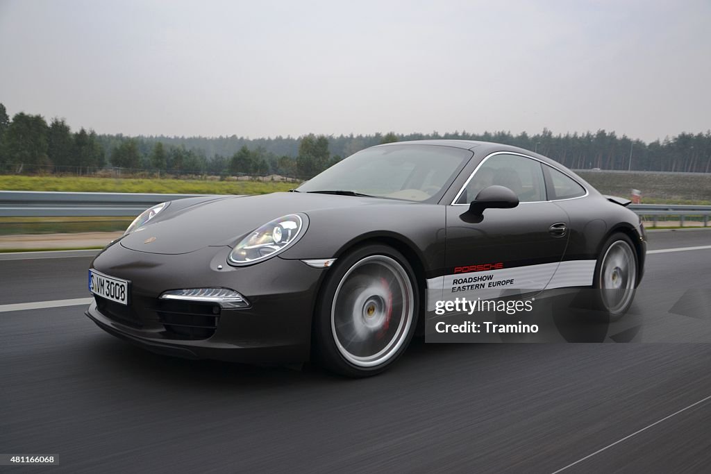 Porsche 911 on the highway