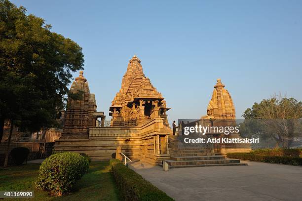 Morning scene of Lakshmana Temple, one of the Khajuraho group of monuments, a part of UNESCO World Heritage Sites at Khajuraho.