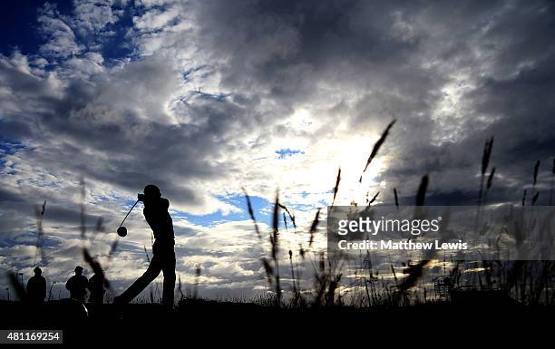 Jordan Spieth of the United States tees off on the 15th during the second round of the 144th Open Championship at The Old Course on July 18, 2015 in...