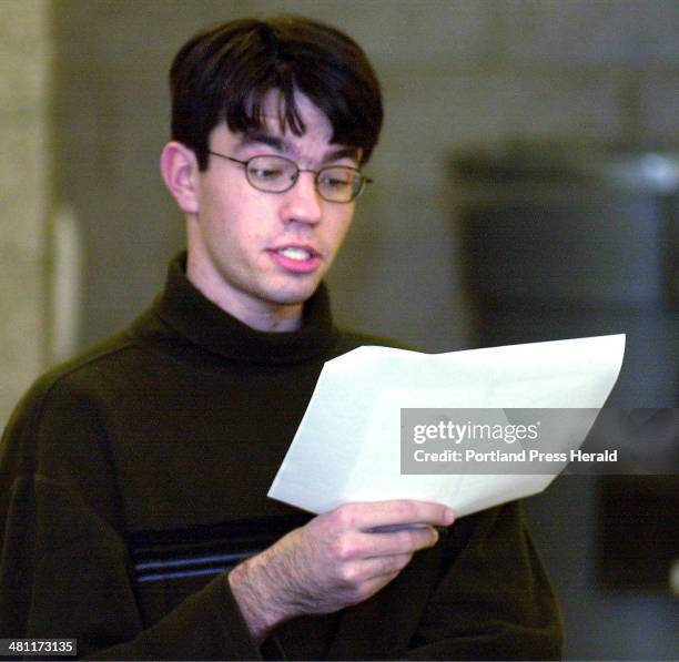 Staff Photo by Gordon Chibroski, Fri, Jan 25, 2002: Alex Smith , a teen who is part of a drama troupe who perform skits about teen drinking...