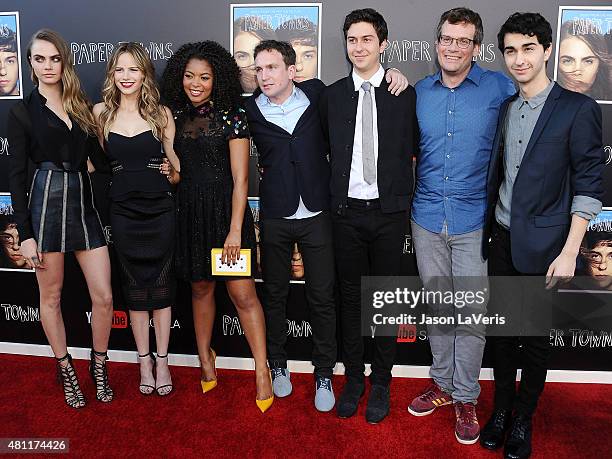 Cara Delevingne, Halston Sage, Jaz Sinclair, Jake Schreier, Nat Wolff, John Green and Alex Wolff attend the "Paper Towns" Q&A and live concert at...