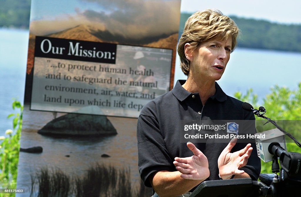 Christine Todd Whitman, Administrator of the US Environmental Protection Agency, addresses members o...
