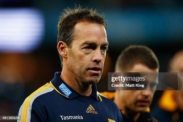 Hawks head coach Alastair Clarkson looks on before the round 16 AFL match between the Sydney Swans and the Hawthorn Hawks at ANZ Stadium on July 18,...