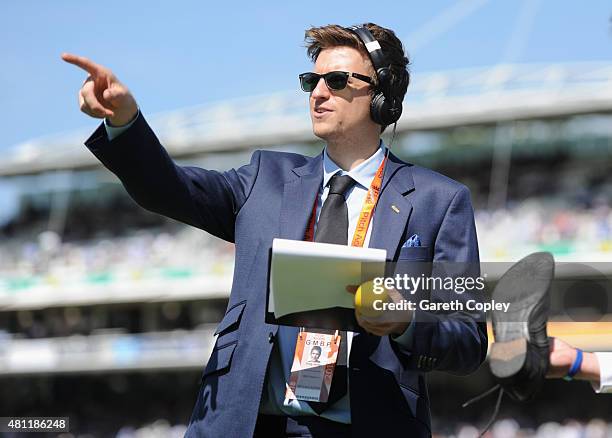 Radio One DJ Greg James ahead of day three of the 2nd Investec Ashes Test match between England and Australia at Lord's Cricket Ground on July 18,...