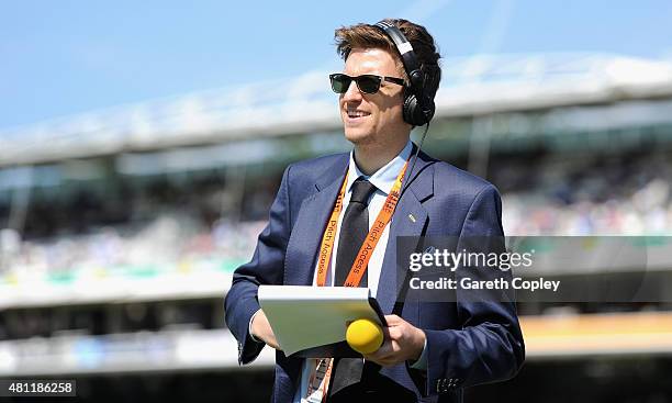 Radio One DJ Greg James ahead of day three of the 2nd Investec Ashes Test match between England and Australia at Lord's Cricket Ground on July 18,...