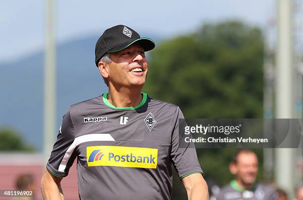 Head Coach Lucien Favre of Borussia Moenchengladbach before a training session at day six of Borussia Moenchengladbach training camp on July 18, 2015...