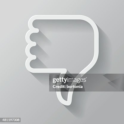 Thumb's Down Paper Thin Line Interface Icon With Long Shadow Thumb's Down Paper Thin Line Interface Icon With Long Shadow