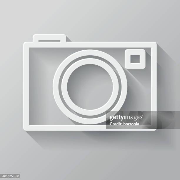 camera paper thin line interface icon with long shadow - dslr camera stock illustrations