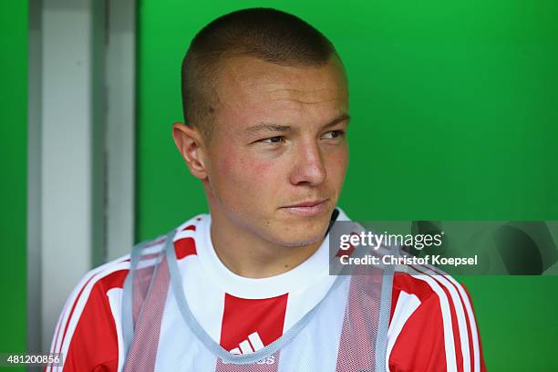 Jordy Clasie of FC Southampton sits on the bench during the friendly match between FC Groningen and FC Southampton at Euroborg Arena on July 18, 2015...