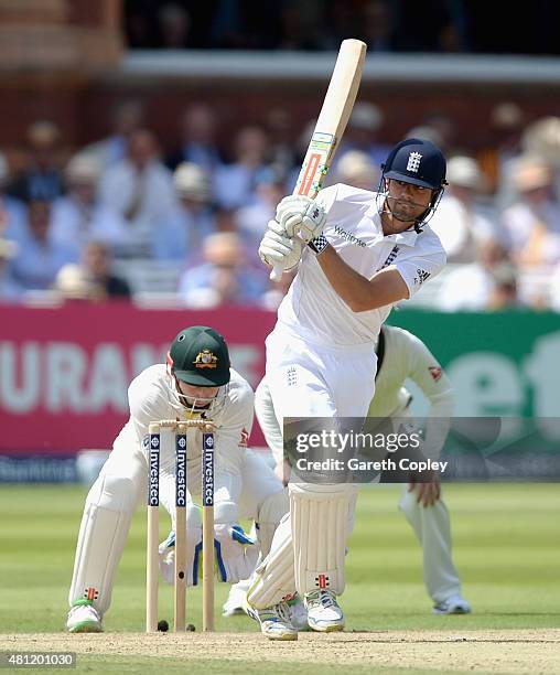 England captain Alastair Cook bats during day three of the 2nd Investec Ashes Test match between England and Australia at Lord's Cricket Ground on...