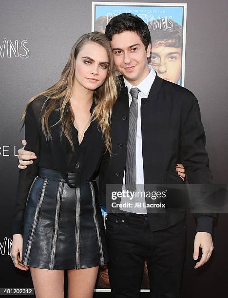 Cara Delevingne and Nat Wolff attend the 20th Century Fox "Paper Towns" Q&A and live concert at YouTube Space LA on July 17, 2015 in Los Angeles,...