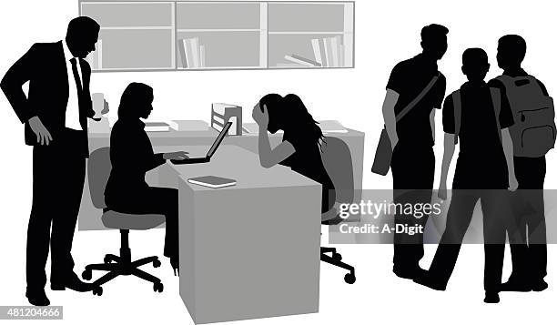 highschool office - head in hands vector stock illustrations