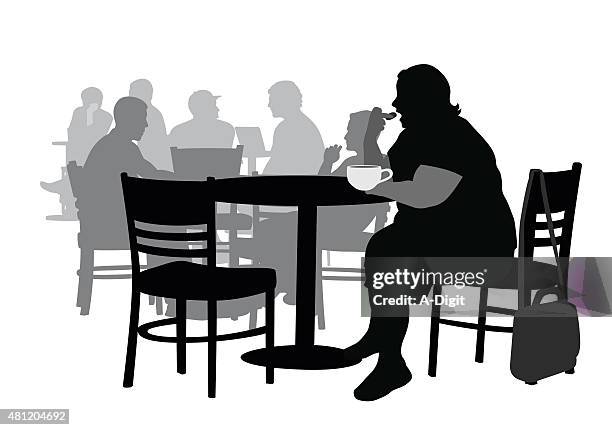 eating alone - busy restaurant stock illustrations