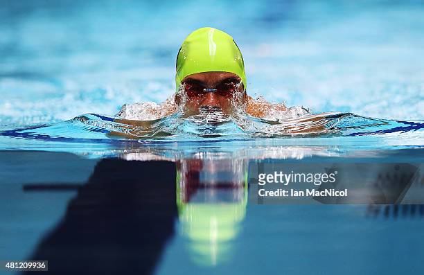 Daniel Dias of Brazil competes in the heats of the Men's 100m Breaststroke SB4 during Day Six of The IPC Swimming World Championships at Tollcross...