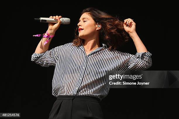 Singer Jessie Ware performs live on the Main Stage during day two of Lovebox Festival 2015 at Victoria Park on July 18, 2015 in London, England.