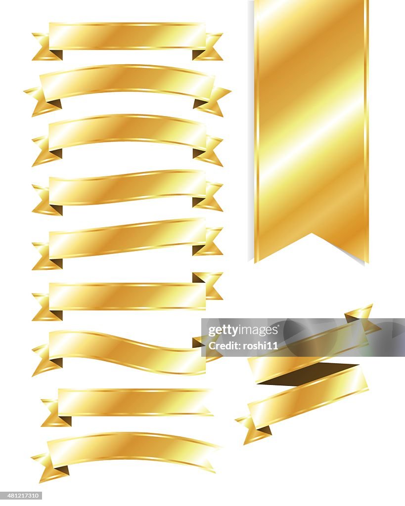 Notebook Ribbons Outside Gold Set Of Blank Gold Ribbons High-Res Vector Graphic - Getty Images