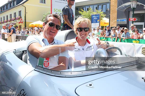 Thomas Koblmueller and Brendon Hartley participate at the Ennstal Classic 2015 on July 18, 2015 in Groebming, Austria.