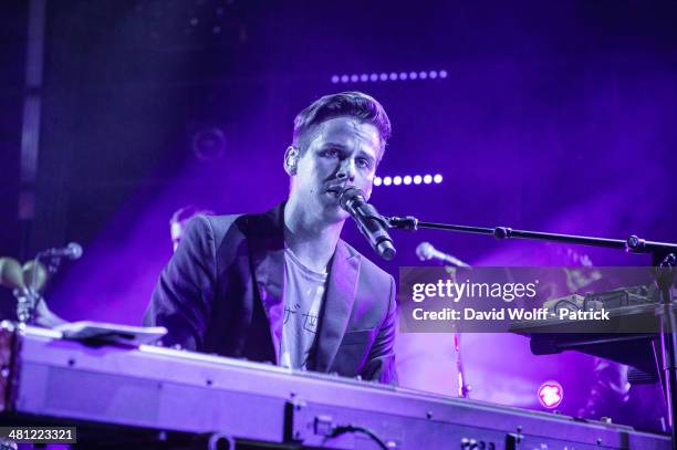 Mark Foster from Foster the People performs at La Gaite Lyrique on March 28, 2014 in Paris, France.