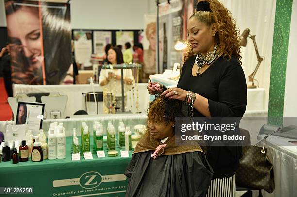 Guests participate during the Latina Beauty, Hair & Wellness Expo presented by Latina Media Ventures at Meadowlands Exposition Center on July 18,...