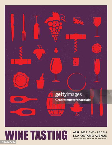 wine tasting event poster - food pattern stock illustrations