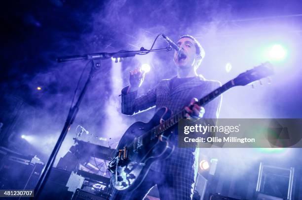 Miles Kane performs during a date of his March 2014 UK tour onstage at 02 Academy on March 28, 2014 in Leicester, England.