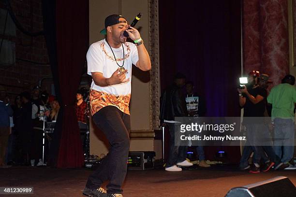 Willy Dope performs during Hip Hop Idols at The Paramount Hudson Valley on March 28, 2014 in Peekskill, New York.
