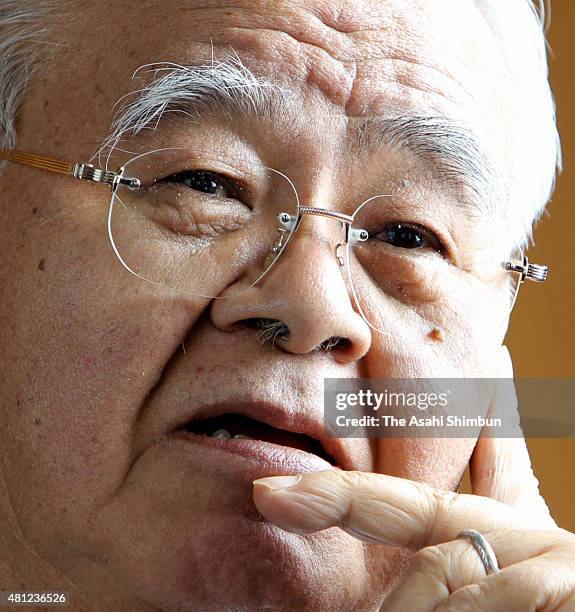 Incoming Keidanren President Hiromasa Yonekura speaks during the Asahi Shimbun interview on May 18, 2010 in Tokyo, Japan.