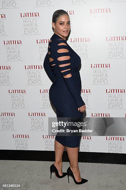 Model Denise Bidot attends the Latina Beauty, Hair & Wellness Expo presented by Latina Media Ventures at Meadowlands Exposition Center on July 18,...