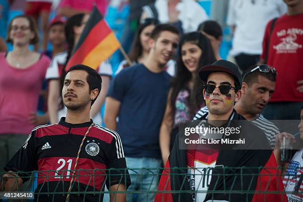 Funs of Germany are seen during the UEFA Women's Under-19 European Championship group stage match between U19 Germany and U19 Norway at Lod Municipal...