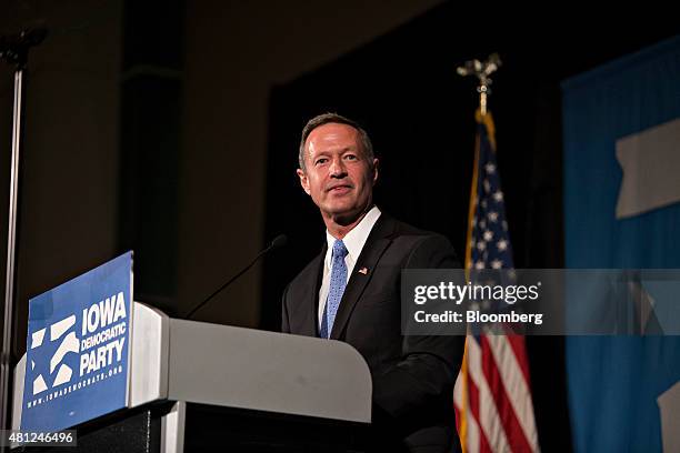 Martin O'Malley, former governor of Maryland and 2016 Democratic presidential candidate, speaks during the Iowa Democratic Party Hall of Fame...