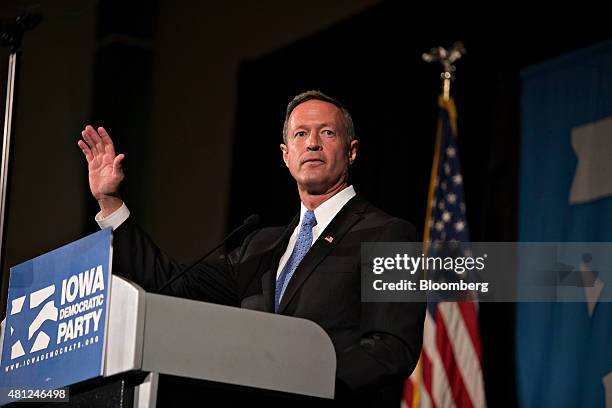 Martin O'Malley, former governor of Maryland and 2016 Democratic presidential candidate, speaks during the Iowa Democratic Party Hall of Fame...