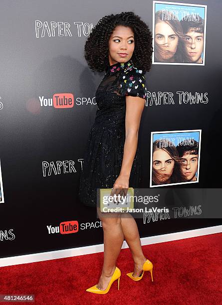 Actress Jaz Sinclair attends the "Paper Towns" Q&A and live concert at YouTube Space LA on July 17, 2015 in Los Angeles, California.