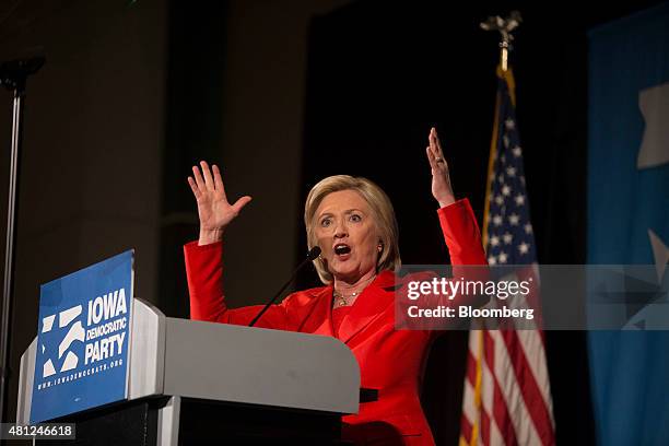 Hillary Clinton, former U.S. Secretary of state and 2016 Democratic presidential candidate, speaks during the Iowa Democratic Party Hall of Fame...