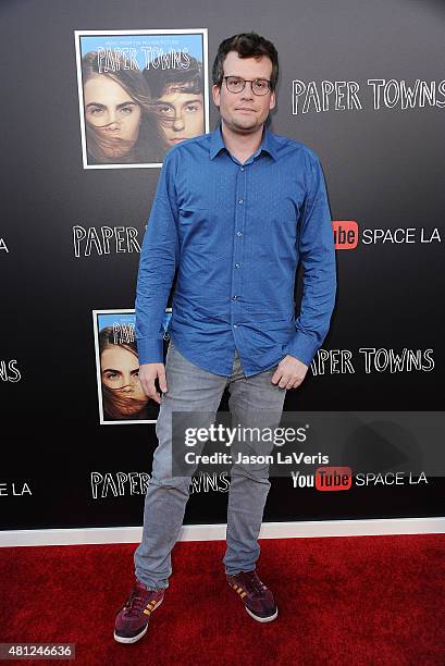 Author John Green attends the "Paper Towns" Q&A and live concert at YouTube Space LA on July 17, 2015 in Los Angeles, California.