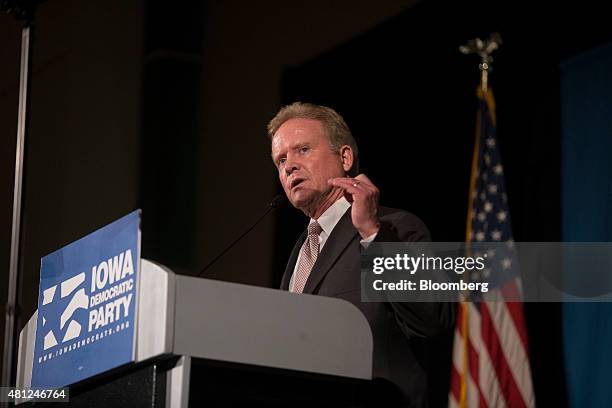 Jim Webb, former Senator from Virginia and 2016 Democratic presidential candidate, speaks during the Iowa Democratic Party Hall of Fame Celebration...