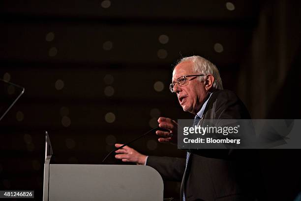 Senator Bernie Sanders, an independent from Vermont and 2016 Democratic presidential candidate, speaks during the Iowa Democratic Party Hall of Fame...