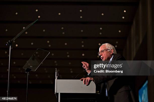 Senator Bernie Sanders, an independent from Vermont and 2016 Democratic presidential candidate, speaks during the Iowa Democratic Party Hall of Fame...