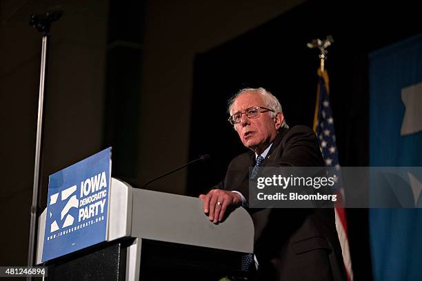 Senator Bernie Sanders, an independent from Vermont and 2016 Democratic presidential candidate, pauses while speaking during the Iowa Democratic...